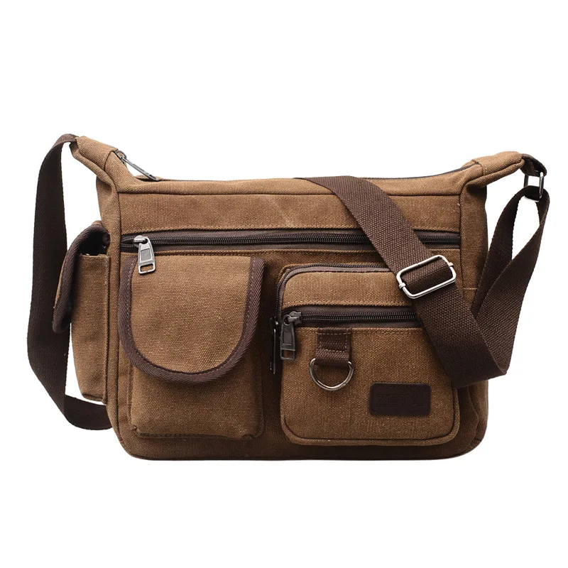 

Retro Men's Large Capacity Canvas Handbag Waterproof Messenger Bags Ladies Multi-functional Casual Business Travel Crossbody Bag