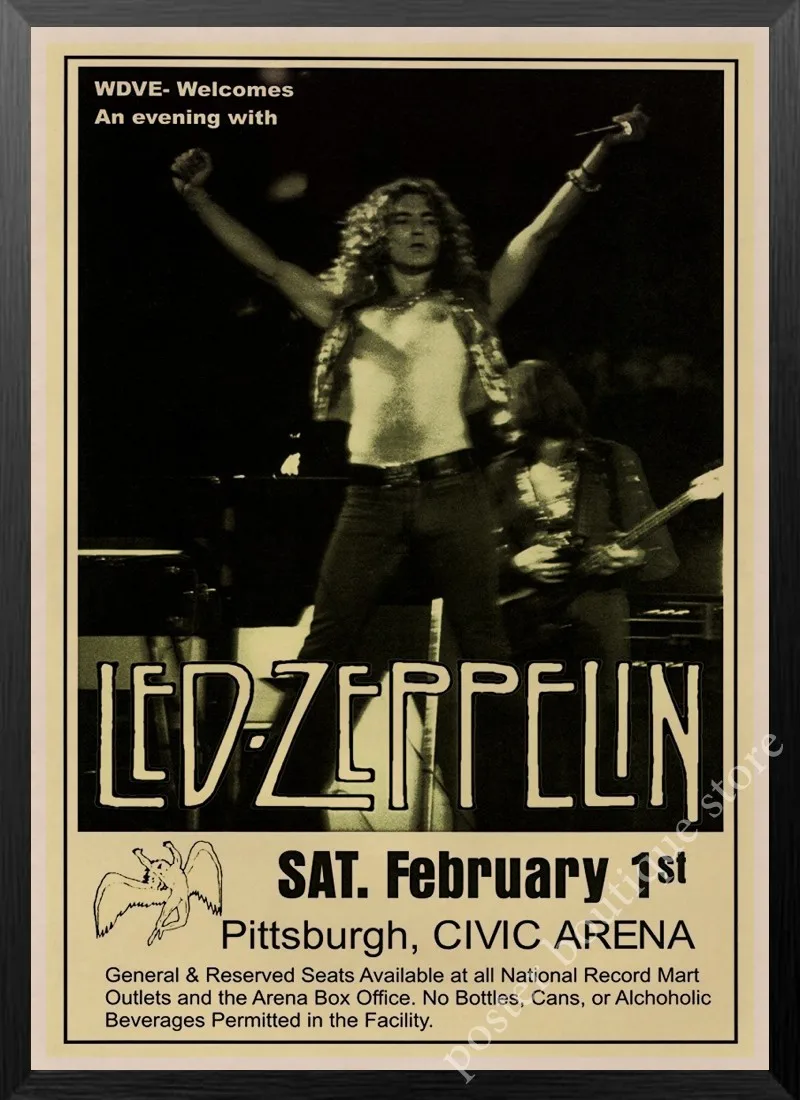 Led Zeppelin рок-н-РОЛ постер, Jimmy страница, Роберт Плант винтажные наклейки домашний Декор наклейки на стену девять процентов/3 - Цвет: 29