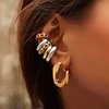 Pendientes de Clip en forma de C para mujer, Perla moderna, Color dorado, joyería de boda para fiesta, sin perforaciones, apilable, CZ, 2022 ► Foto 2/6