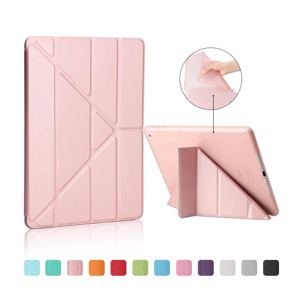 Для iPad Air 1 iPad 5 A1474 A1475 A1476 чехол для планшета, ПУ; кожа; Силикон Мягкая задняя смарт-крышка с трифолд подставкой авто сна