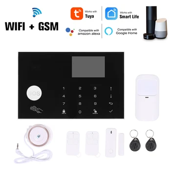 

Wifi GSM Alarm System Smart Home Remote Control Autodial 433MHz APP/Vocie Control Touch Keyboard Compatible with Amazon Alexa