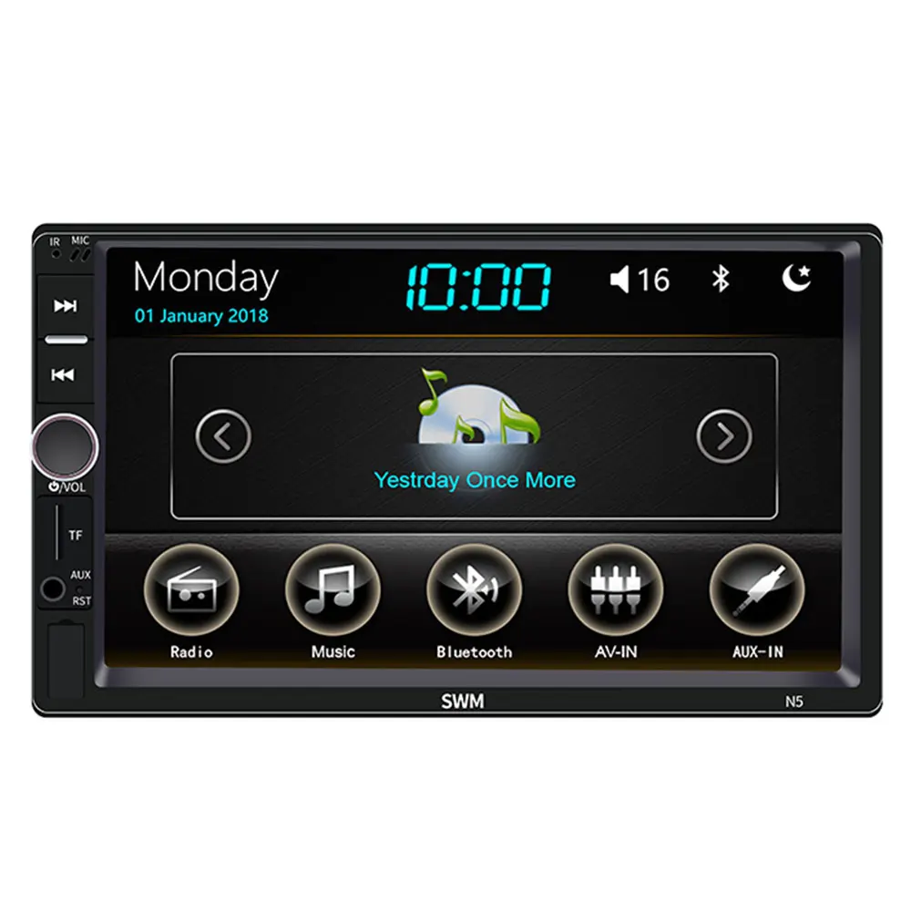 Vehemo 2DIN for Music Auto MP5 Player Bluetooth MP5 360 Video Function Stereo Rear View Colorful Buttons
