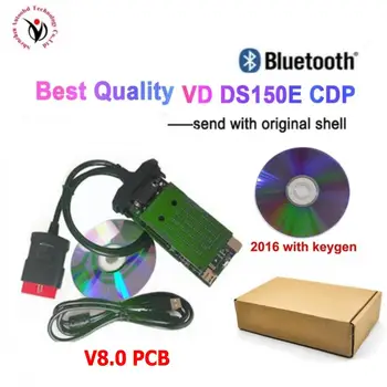 

DHL10pcs/lot Best NEW VCI vd ds150e cdp Bluetooth 2016r0 keygen for obd2 diagnostic repair tool 3in1 Scanner with Original Shell