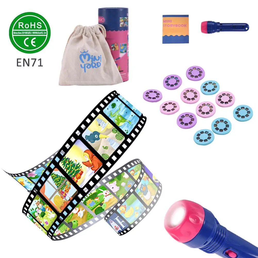 

Baby Mini Story Machine Children Early Education Projector Toy Light HD Cartoon Small Flashlight Learning Machine Projection Toy