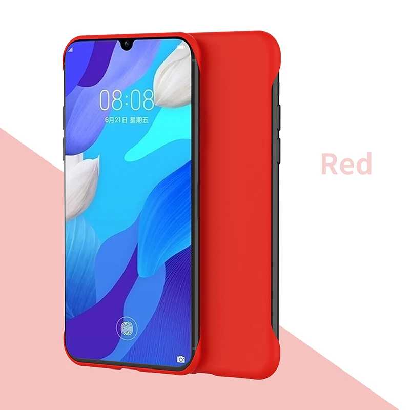 Безрамный чехол для huawei P30 P20 Lite P Smart Plus Y5 Y7 Honor 10i 20 Pro 8X8 S Nova 5 5i 10 20s Candy жесткий матовый чехол - Цвет: Красный