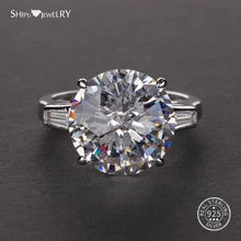 Shipei 925 пробы Серебряное кольцо с муассанитом для мужчин и женщин ослепительное круглое обручальное кольцо с драгоценным камнем для свадебной вечеринки