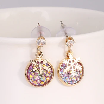 

Vintage Crystal Geometric Dangle Earrings For Women Round Snowflake Drop Earring 2020 New Design Spring&Summer Jewelry