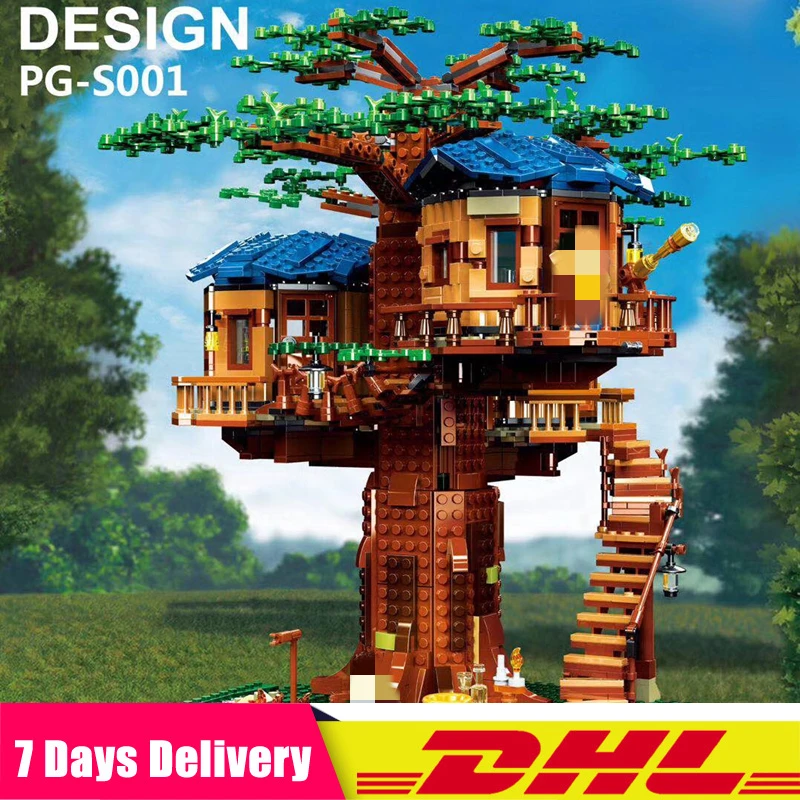 

2019 IN STOCK Design Tree House Model 2156Pcs Leaves of two colours Building Blocks Bricks Toys Compatible 21318 Chirstmas Gifts