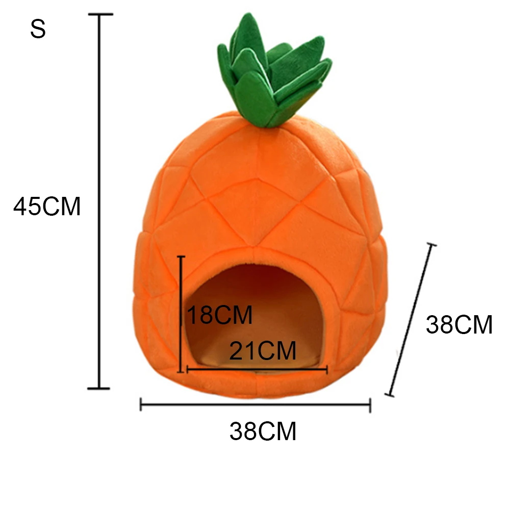 Симпатичное кошачье гнездо, креативный питомник, кошачье гнездо, плюшевая собака, ананас, форма кровати, зимний теплый складной собачий домик, S/l, Прямая поставка