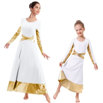 

Praise Dress Liturgical Dance Dress Elegant Church Dresses for Women Adults and Girls Child Pleated Ballet Dress Praise Dance