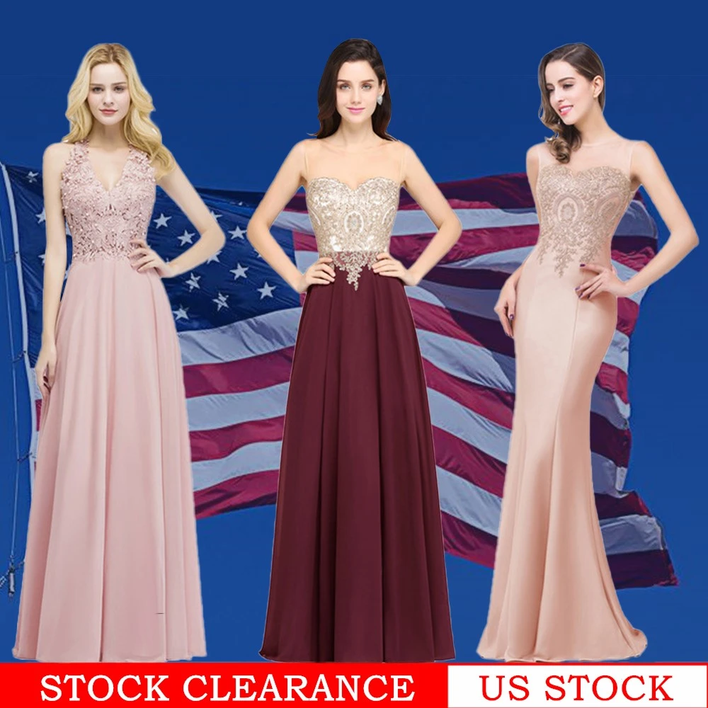 US Stock liquidación Vestido largo de noche chifón para mujer, traje fiesta Formal, sin espalda, línea noche| - AliExpress