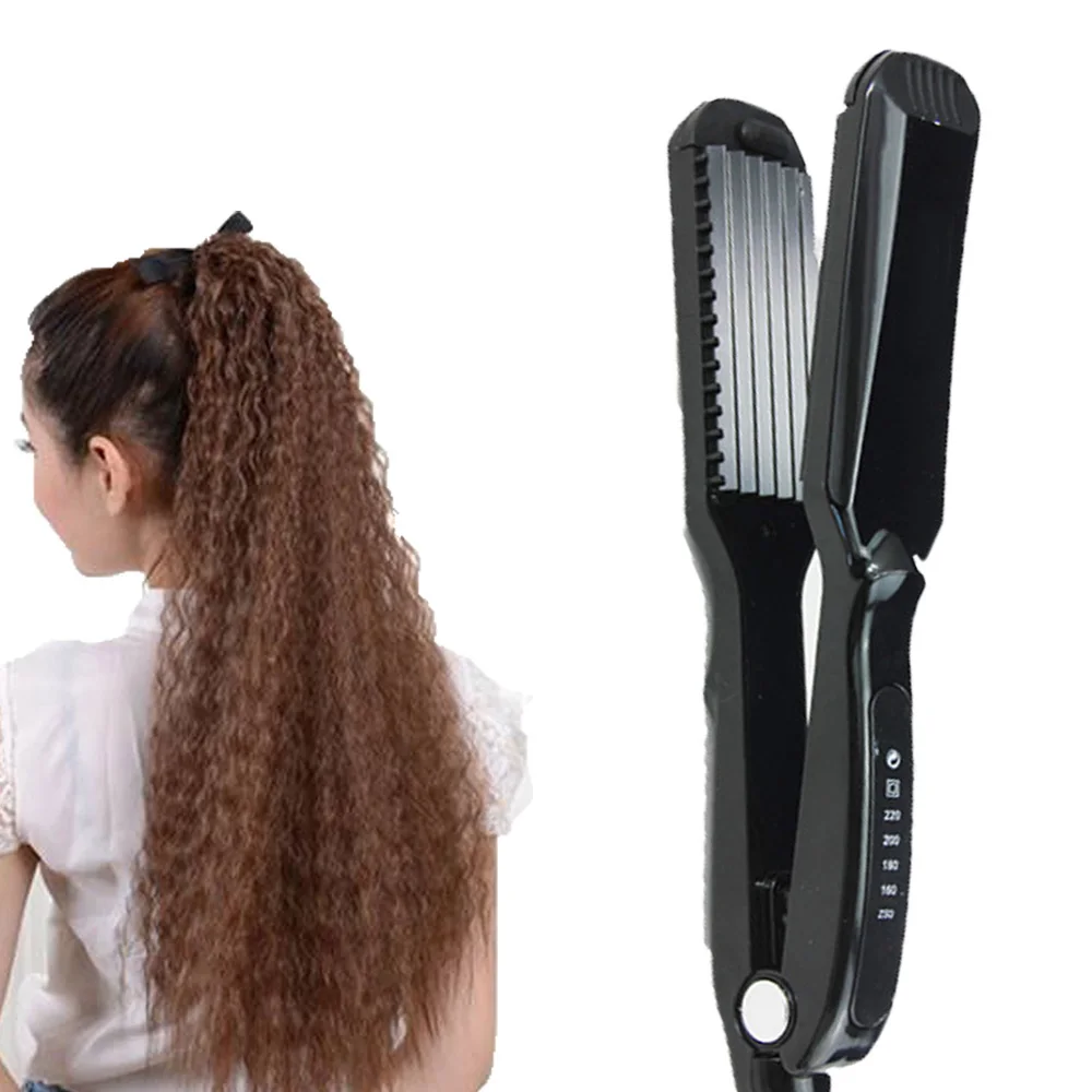 

3 in 1 Corrugated Iron Small Waves Fluffy Hair Curler Interchangeable Straightening & Curling Splint Professional Styling Tools