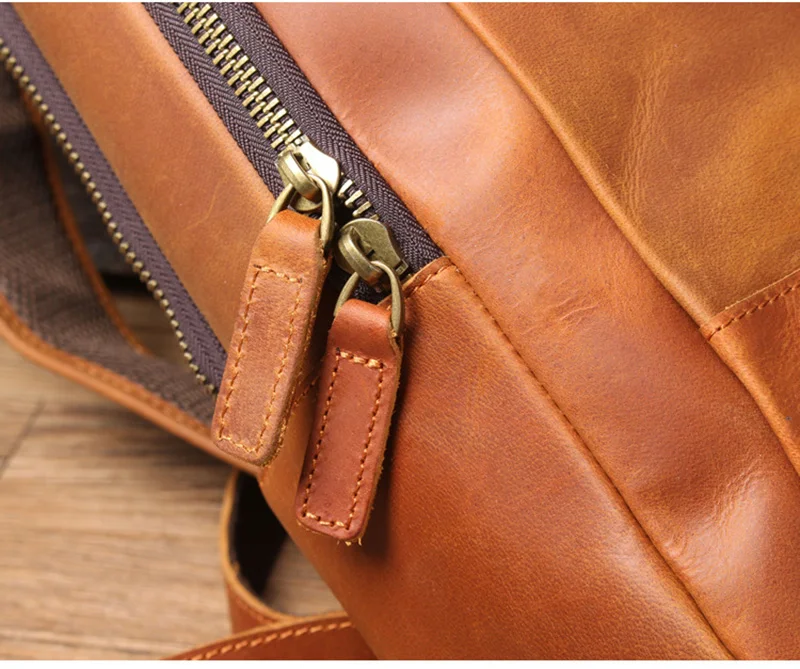 Color Brown Zipper Display of Backpack