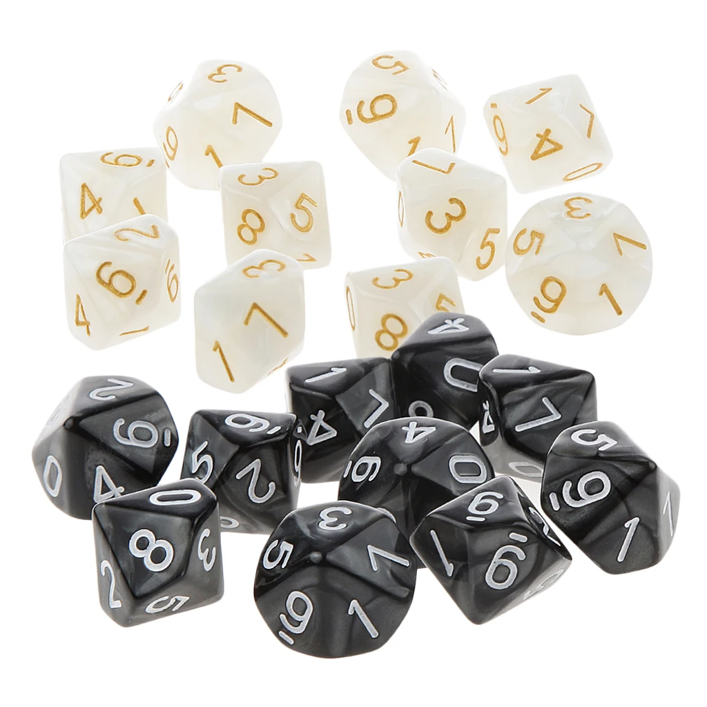 20x 22mm Ten Sided Dice D10 for Playing Dungeons D&D TRPG Roleplay Game Toys Party Gambling Dices Game Digital Dices