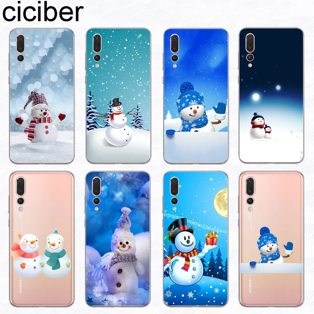

ciciber Phone Case for Huawei P30 P20 Pro lite P Smart 2019 Soft TPU Cover for huawei P10 P9 P8 Lite Plus 2017 Cute Snowman Capa