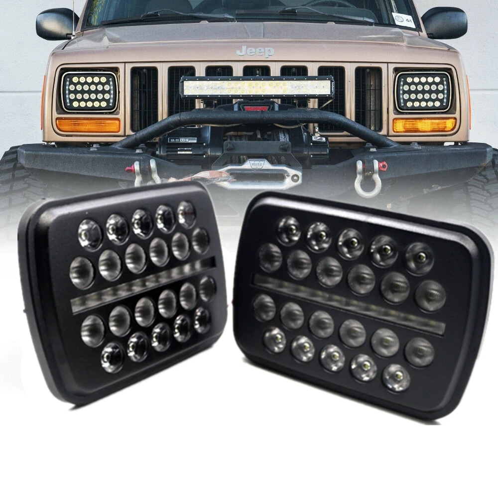 Квадратный светодиодный налобный фонарь 7x6 5x7 2 шт. для Jeep YJ Cherokee XJ Chevy большинства
