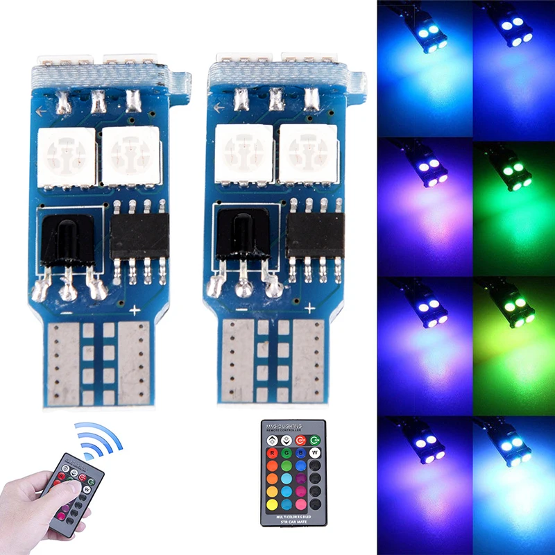 RGB Светодиодная лампа T10 W5W 5050 6SMD Автомобильная купольная для чтения красочные