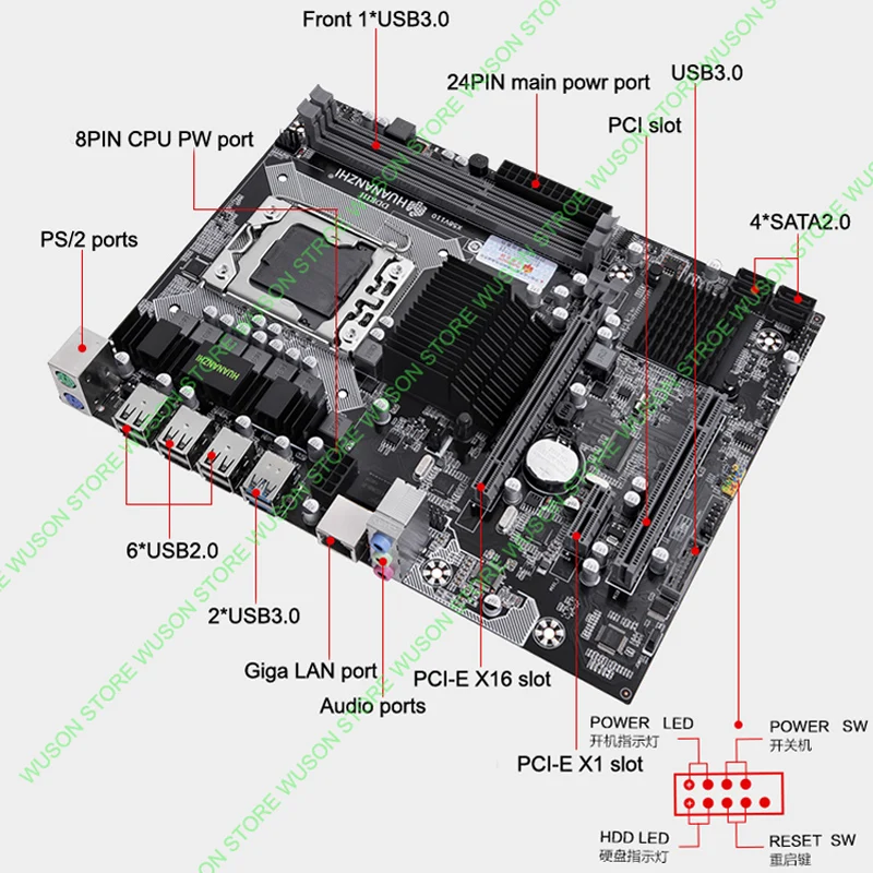 Материнская плата HUANANZHI X58 с ЦП Xeon X5570 2 93 ГГц кулер большой бренд RAM 8G(2*4G) REG ECC купить