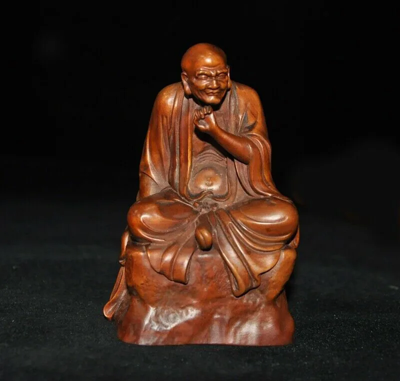 

wedding decoration China Boxwood wood carving Buddhism Arhat Damo Bodhidharma Dharma Buddha statue