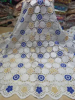 

African bazin riche fabric with brode Latest fashion embroidery bazin lace fabric with net lace 5 yards