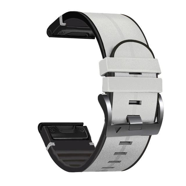 Genuine Leather+Silicone Bracelet Wrist For Garmin Quatix 5/3/instinct/D2 Charlie Smart Watch Band Strap Quick Fit Correa