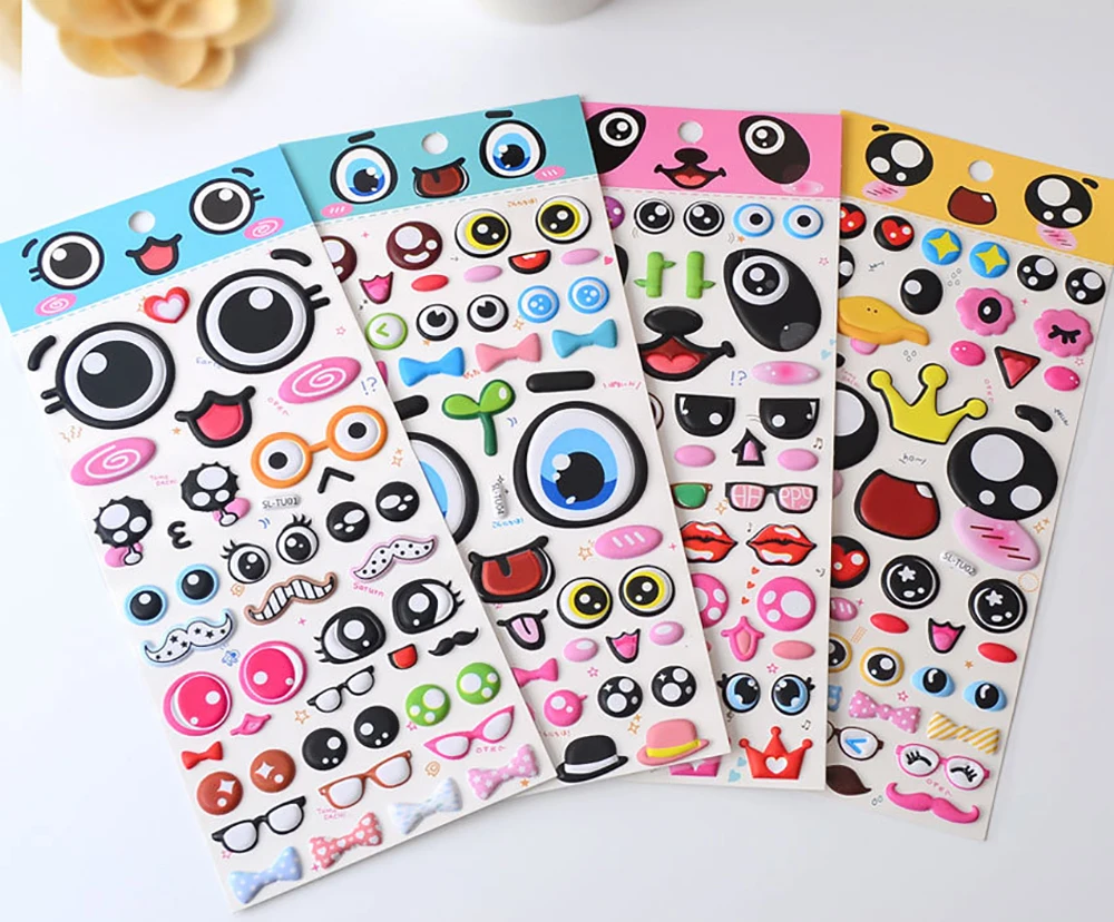 DIY милые глаза объемные наклейки мультфильм детские трехмерные объемные наклейки Ручка Diy наклейки-награды игрушки студента
