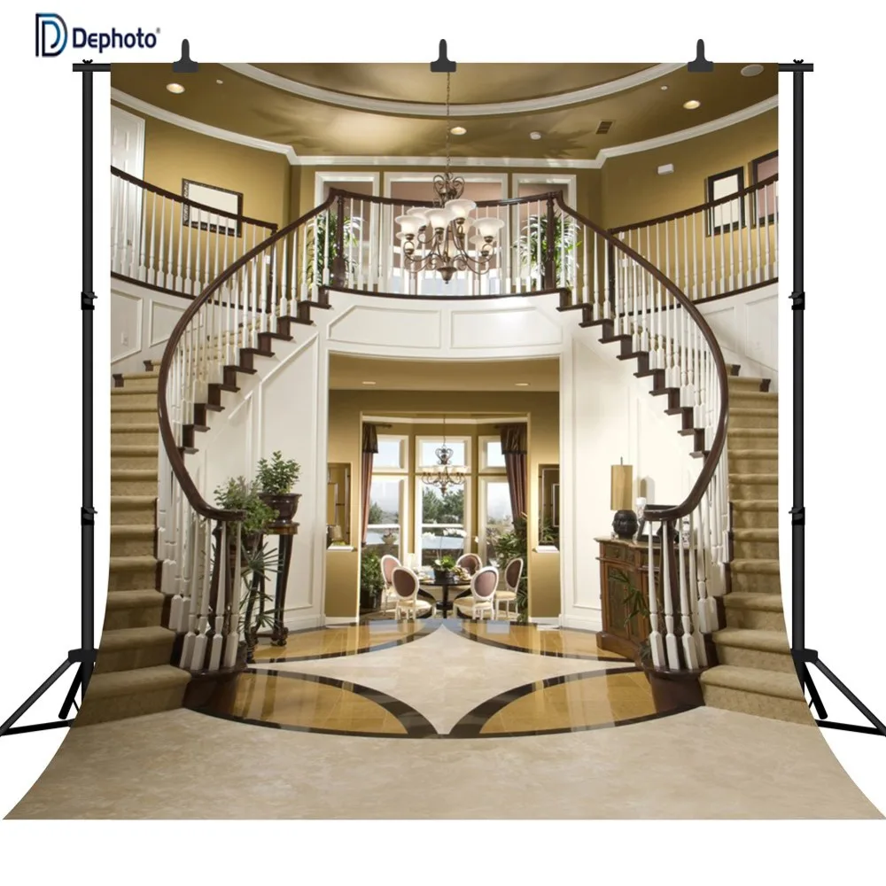 DePhoto Indoor Villa Double Stairs художественный портрет вечерние бесшовный Виниловый фон для