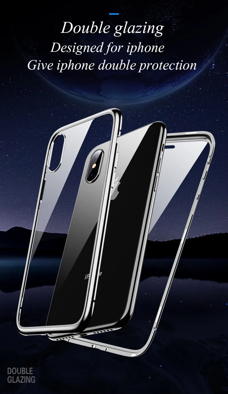 Подходит для iphone11 Двусторонняя Универсальная металлическая рамка чехол из закаленного стекла для телефона для iphone XR XS MAX 8 7 6 6Sp