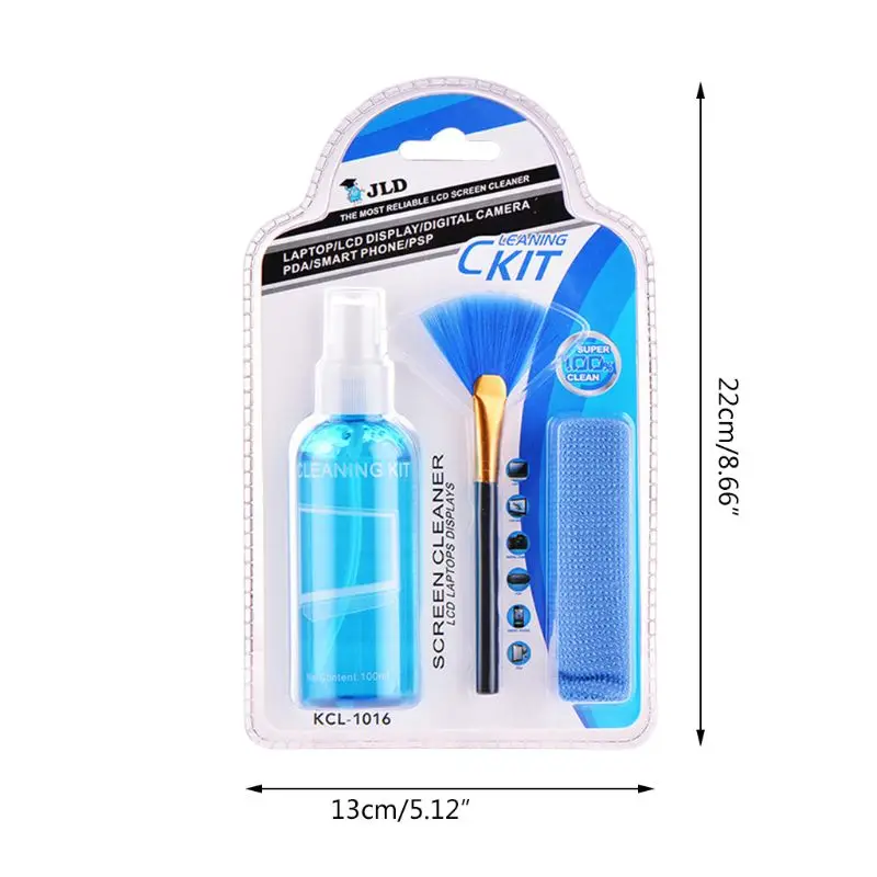 3 Pcs/Set Screen Cleaner Solution for Laptop/Phone/ iPad/Eyeglass /Household Appliances Includes Spray + Brush Cleanin | Компьютеры и