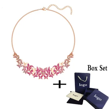 

2020 New Fashion Charm Pure 925 Silver Original 1:1 Copy, Fantasy Pink Butterfly Fashion Necklace Female Luxury Jewelry Gifts