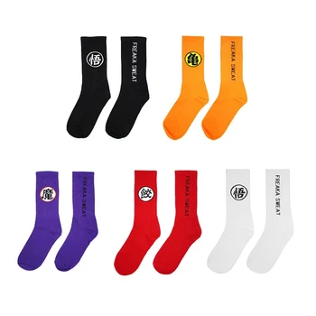 

Japanese Harajuku Style Dragon Ball Son Goku Chinese Character Socks Fashion Trend Street Letter Sports Happy Socks Cosplay