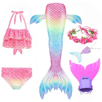 

Girls Ariel Swimming Mermaid Tails for Swimsuit Costumes Kids Children Gift Little Mermaid Swimwear Can Add MonoFin Cosplay