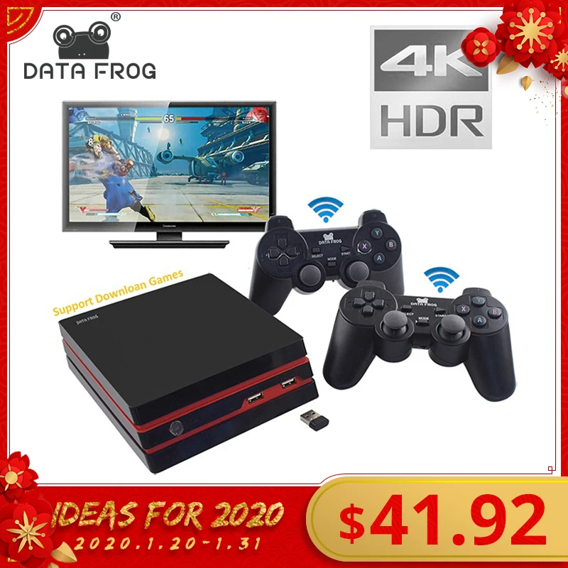 DATA FROG Video Game Console 4K HDMI Output Retro 600 Classic 64 Bit Family Video Games 2.4G Wirele