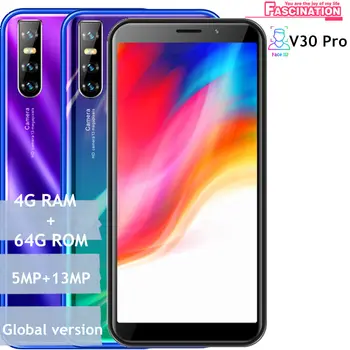 

V30 Pro quad core smartphones 4G RAM 64G ROM 6.0inch 13mp Face ID unlocked android mobile phones cheap celulares 3G WCDMA WIFI