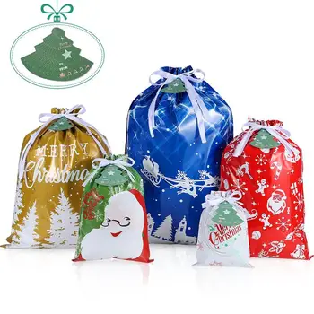 

36PCS Christmas Drawstring Gift Bags Gift Wrapping Christmas Goodie Bags Treat Pouches for Xmas Party Supplies