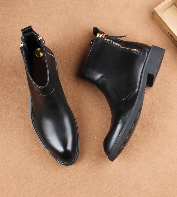 England style men's motorcycle punk cow leather boots spring autumn platform shoes outdoor ankle boot botas hombre chaussure man