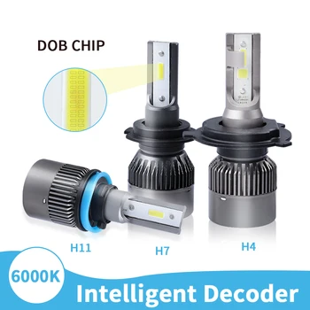 

2pcs headlight h4 led H1 H3 H7 H11 9005 9006 9012 h4 led car light bulb DOB chips auto healamp MINI CANBUS 6000K 12V Accessory