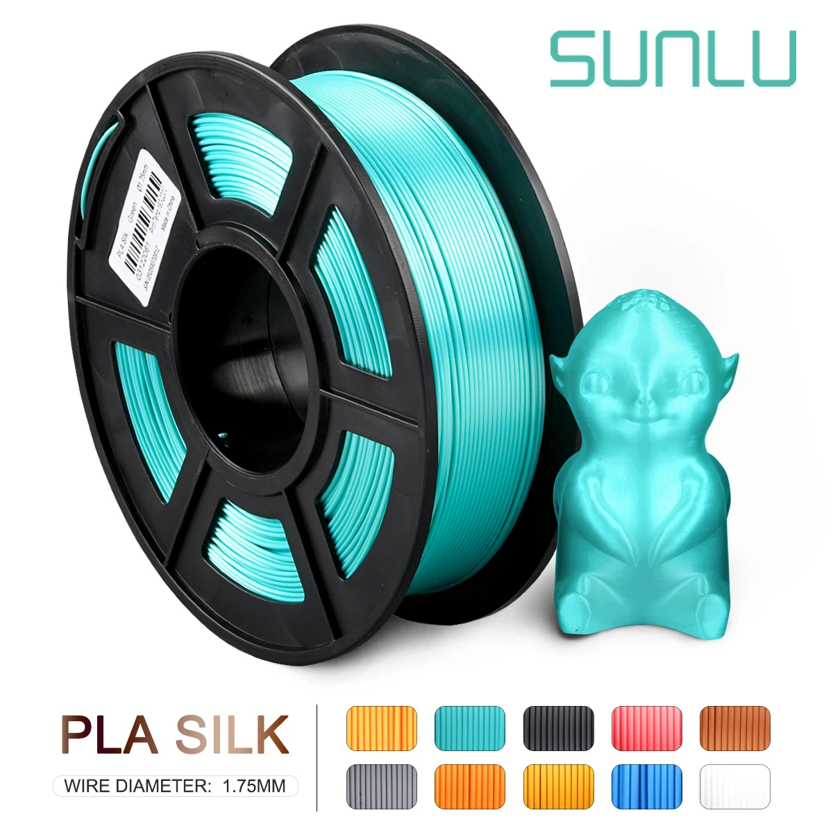 Sunlu Silk Pla Филамент 1 кг 1,75 мм 3d Филамент для 3d принтера полноцветный шелк на ощупь экологически чистый 3D Заправка для 3d принтера - Цвет: HW-SILK-GN-1KG