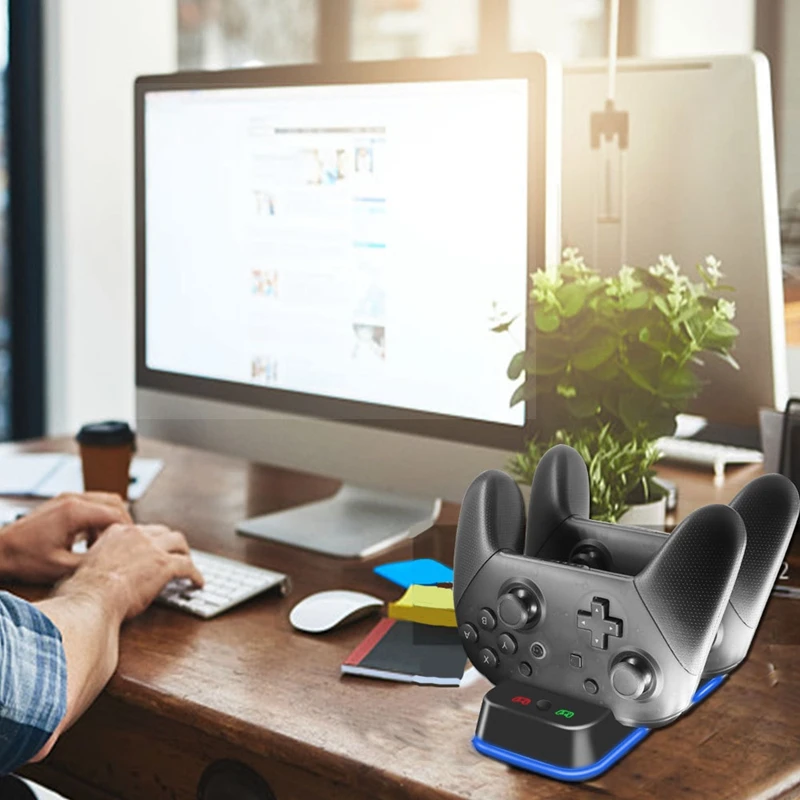 Светодиодный светильник индикатор двойная зарядная док-станция для Nintendo Switch Pro контроллер геймпад NS