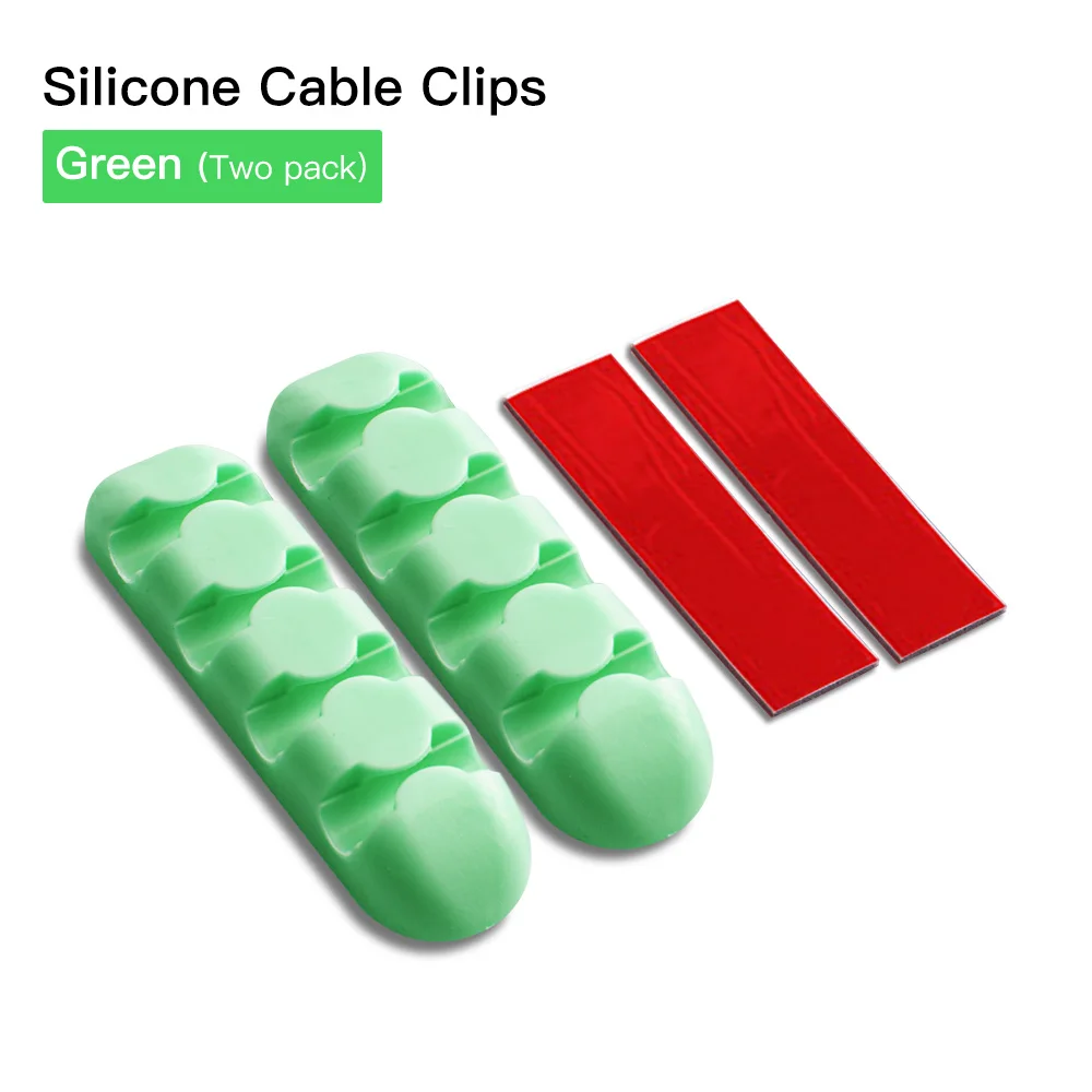 ANMONE 2 шт. кабель управление зажимы провода намотки наушников Держатель Силиконовый галстук фиксатор USB Кабельный органайзер - Цвет: 2pcs green clips