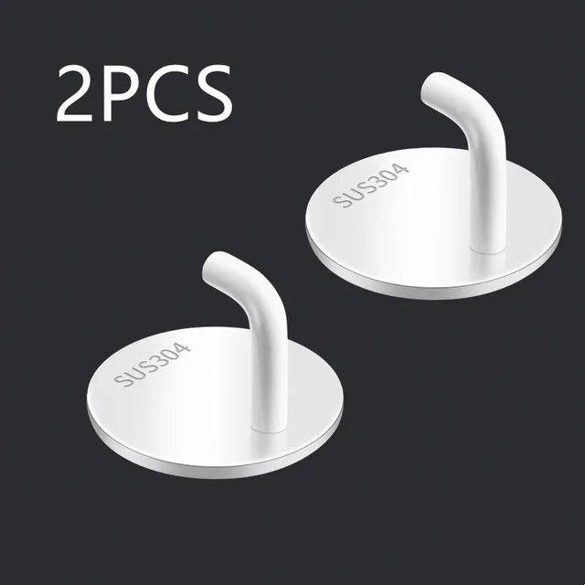 2PCS Stainless Steel Robe Hooks No Drilling Coat Hat Hook Towel Rack Wall mounted Storage Hanger for Bathroom Kitchen Hardware white