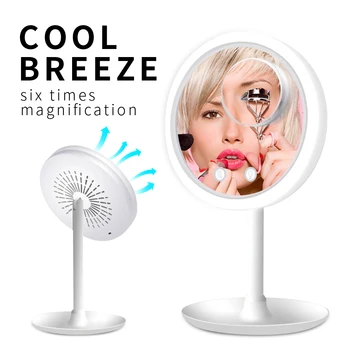 

3 in 1 With LED Fan Makeup Mirror Beauty Breeze Folding Girl Desktop Portable Cosmetic Makeup Mirror Women Beauty Makeup Mirrors