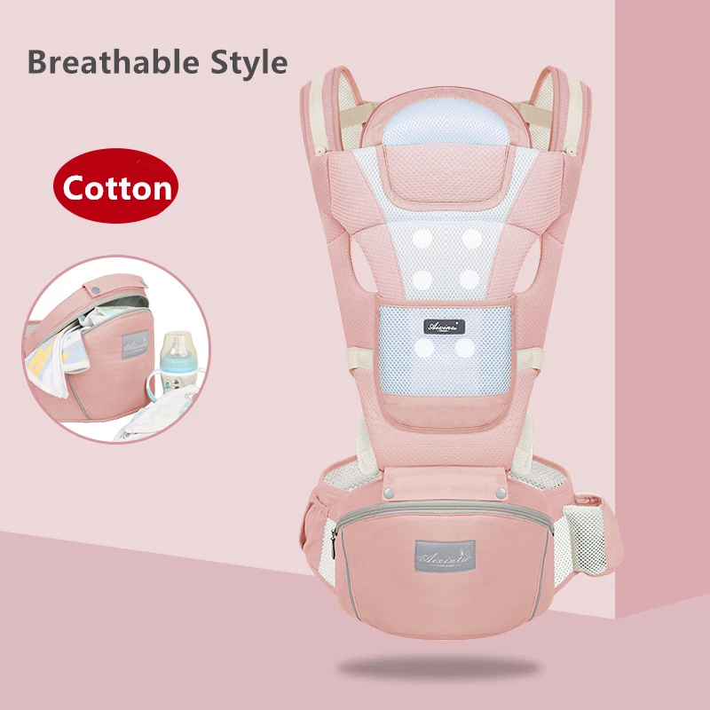 Pink breathable От 0 до 24 месяцев, дышащий рюкзак на бретельках для новорожденных, кенгуру для новорожденных, не пропускает ноги - Цвет: Pink breathable