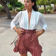 TXJRH стильные мини-юбки с деревянными ушками на талии и поясом из искусственной кожи с плиссированным подолом, ретро Женская посылка на бедрах, короткие юбки на подкладке, 2 цвета