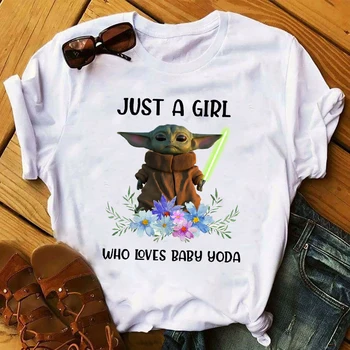 

Women 2020 Graphic Tshirts Shirt Tee Top Cartoon Star Wars Baby Yoda Flower Funny Holiday Tops Clothes T Female Womens T-Shirt
