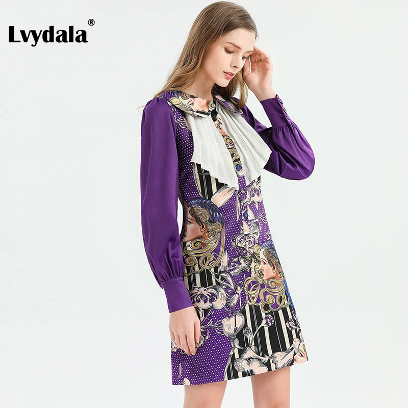 Lvydala, модное дизайнерское платье, весна-лето, женское платье с оборками и рюшами, винтажное платье с принтом, праздничные платья