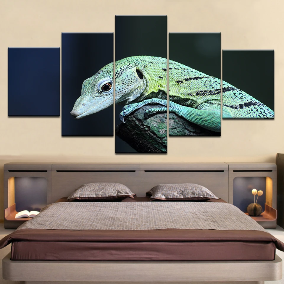Framework The Lizard on Trees 5 Panel HD Print Modern Modular Wall Posters Canvas Art Painting For Home Living Room Decor | Дом и сад