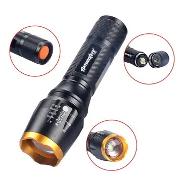 

Portable Black Torch Flashlight Built-in 1*18650/3*AAA Battery For Hunting Lantern