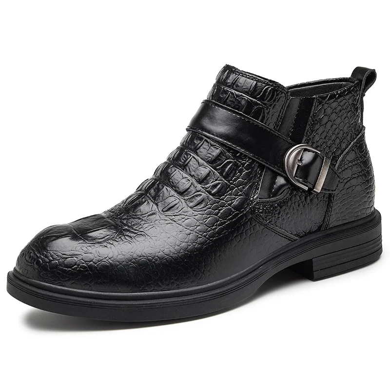 botas de couro genuíno sapatos de crocodilo