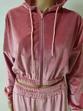 Chándal de terciopelo para Mujer, conjunto de dos piezas, Sudadera con capucha y cremallera, pantalón de pierna ancha, chándal para correr, chándal para Mujer 2020